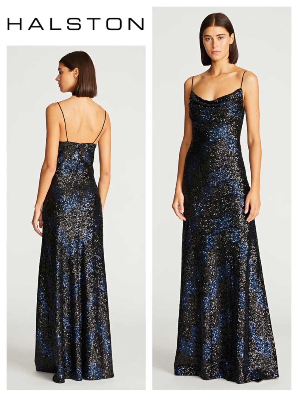 HALSTON Syrena Gown In Wave Sequin